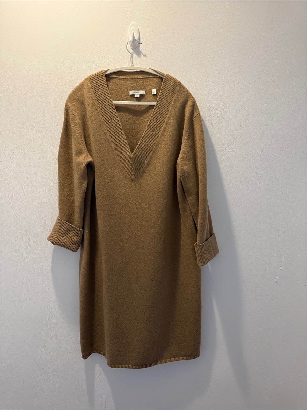 Vince Wool & Cashmere Blend V-neck Relaxed Fit Sweater Dress XL
